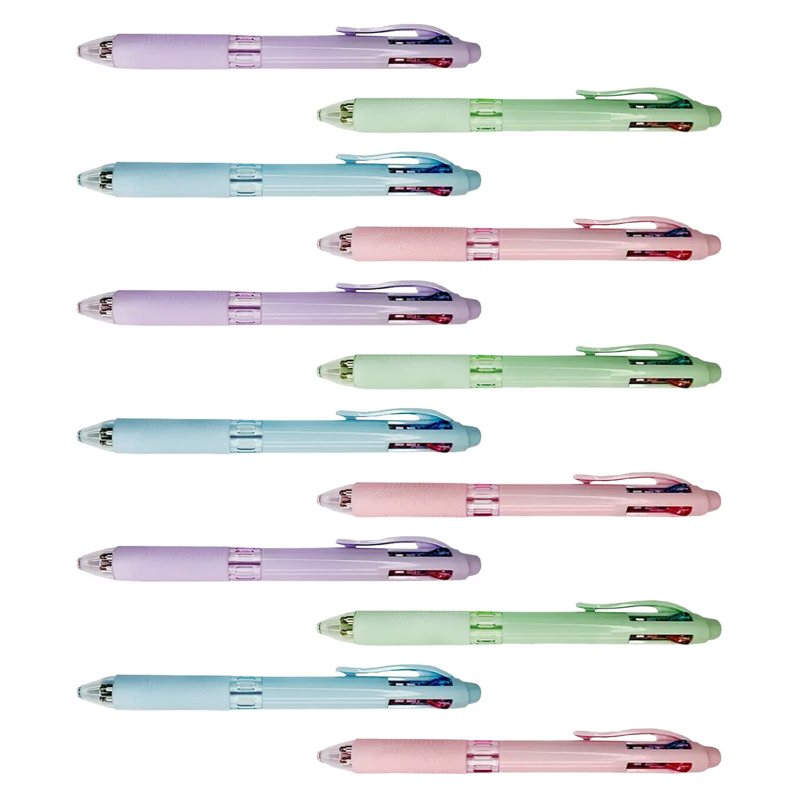 

12Pcs Retractable Multicolor Ballpoint Pens 4-in-1 Colored Ink Set Smooth Flow Ink Lightweight Slim Body for Office School
