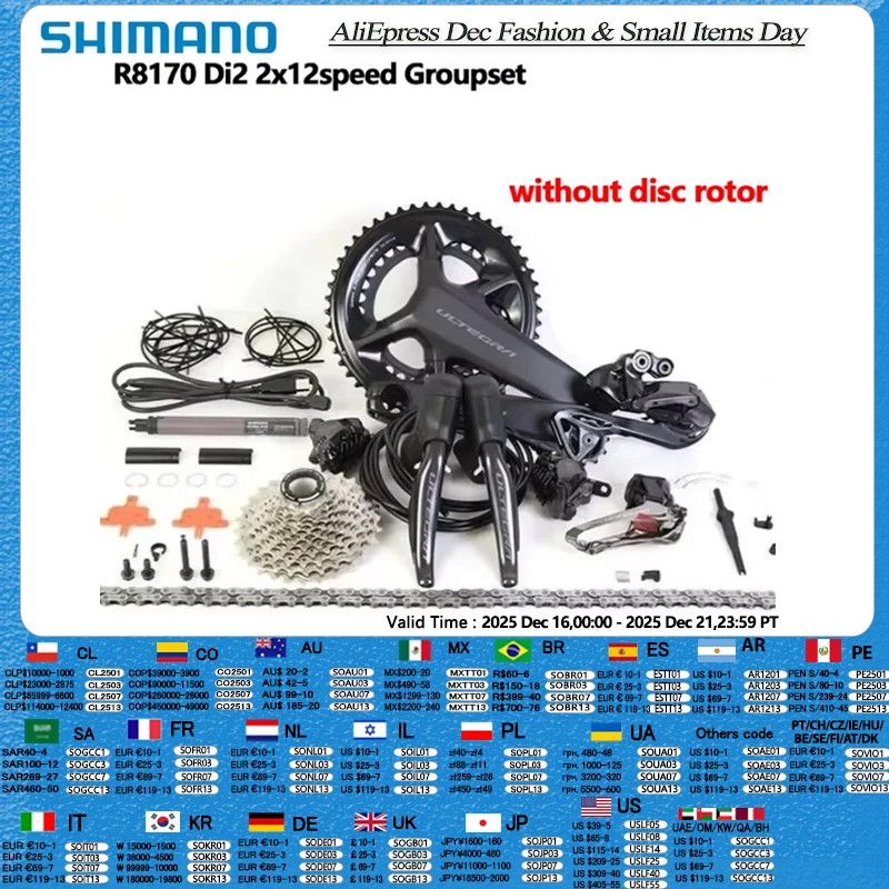 

Shimano R8170 Di2 2x12s Groupset ULTEGRA R8100 Crankset 11-30T 11-34T Cassette FD RD R8150 Derailleur For Road Bike Groupset