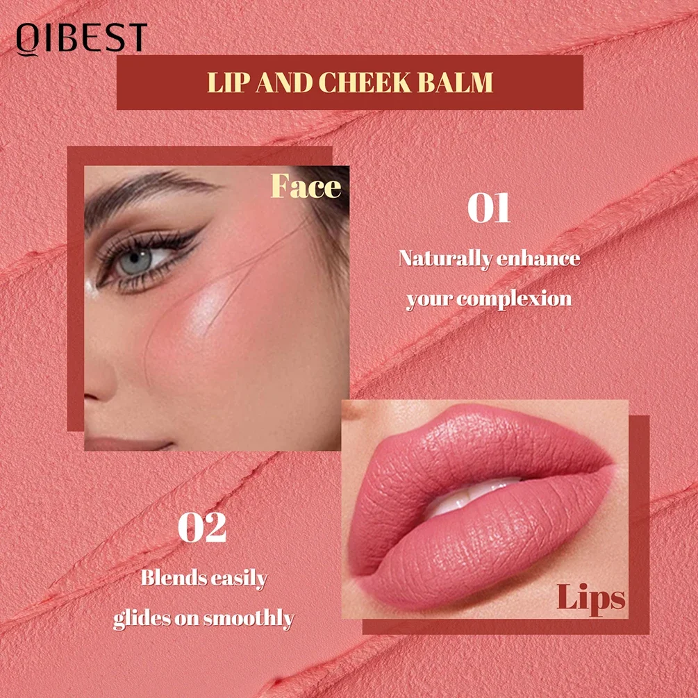 QIBEST Multi-Use 3 In 1 Makeup Lipstick Blusher Lightweight Mousse Cream For Eyes Lasting Lip Mud Face Blush Beauty Cosmetics
