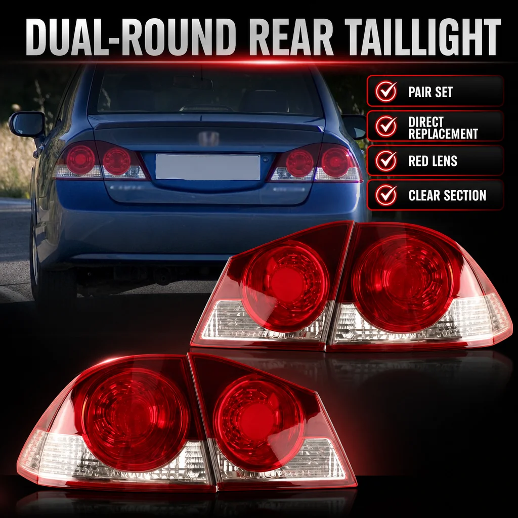 For Honda Civic FD1 FD2 2006-2011 Rear Tail Light Assembly Waterproof Durable Auto Exterior Replacement Parts