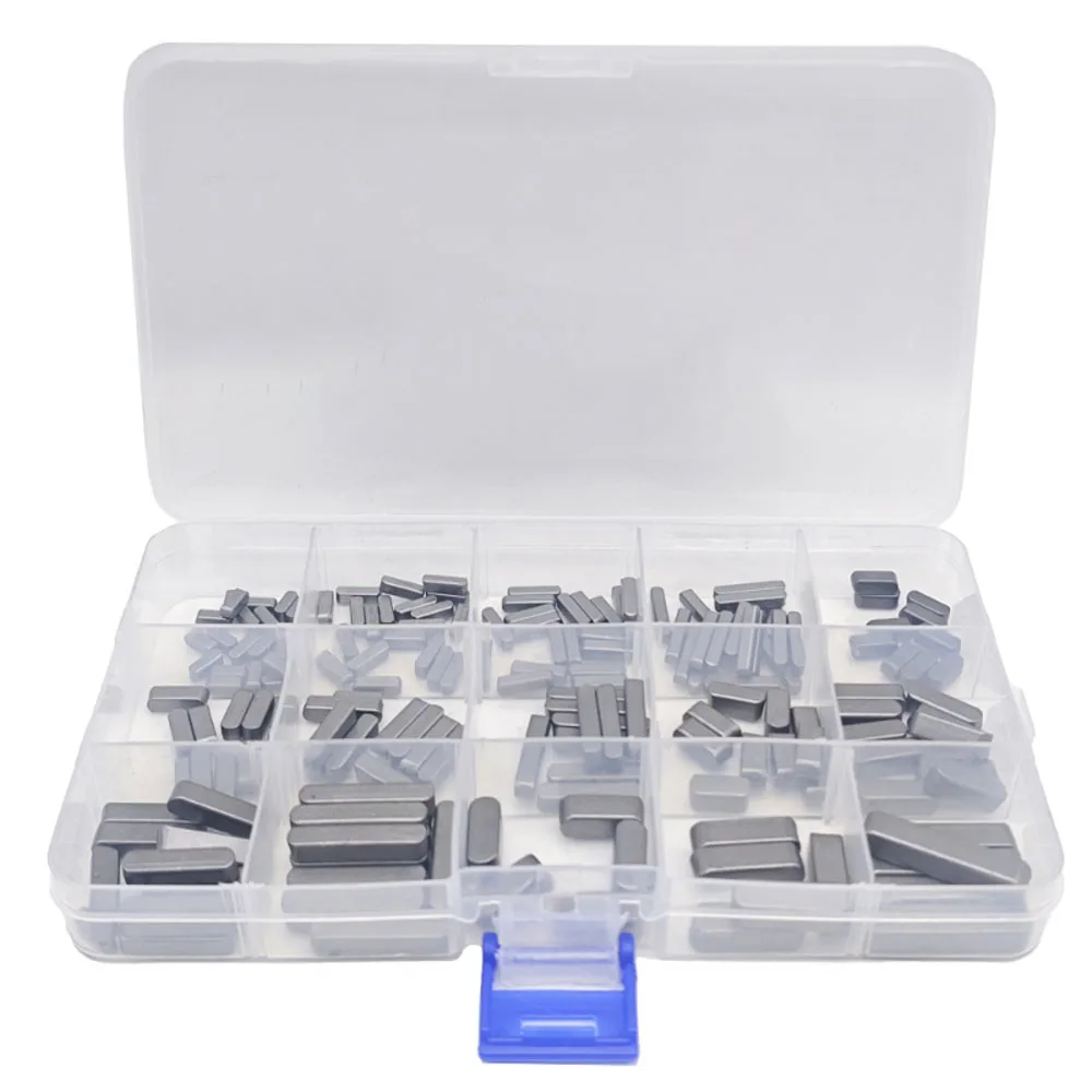 175pcs Woodruff Key Stock Assortment Stainless Steel Round Ended Feather Key with 15 Size, Parallel Drive Shaft Keys Set Kit