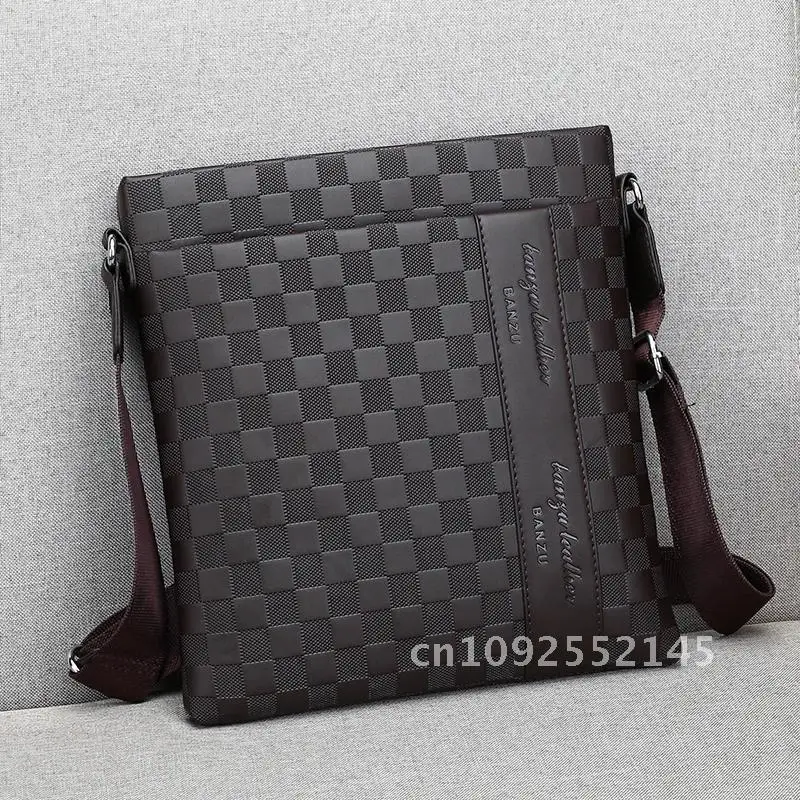 Fashion Shoulder Messenger Bags 2024 Men's Casual Business Plaid Briefcase Korean Bag Shoulder Bag Style