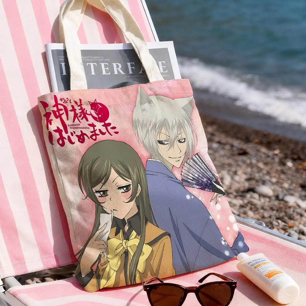 K-Kamisama Kiss Storage Bags Double-Sided Printed Canvas Tote Bag Large Capacity Women Shoulder Handbag