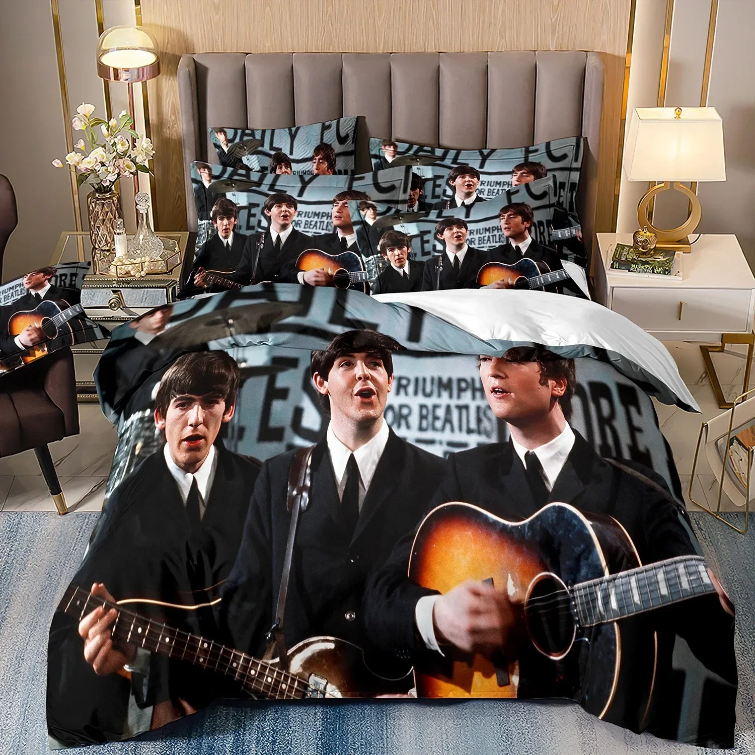 2025 New The Beatles Bedding Sets Comforter Quilt Bed Cover Duvet Cover Pillow Case 3 Pieces Sets Kids Adult Size Home Textiles