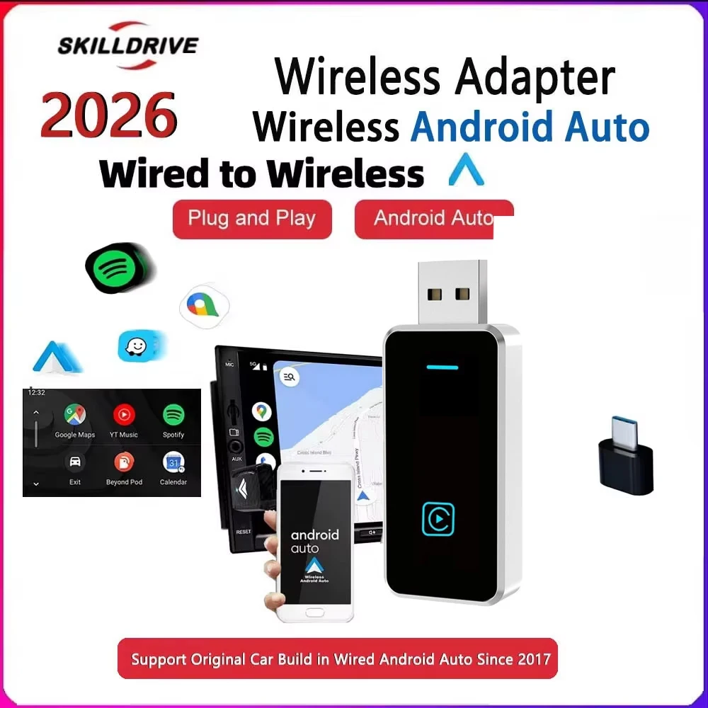Skilldrive 2026 Wireless Android Auto Adapter  Wireless Conversion Box for Original Car With Wired Android Auto Since 2016