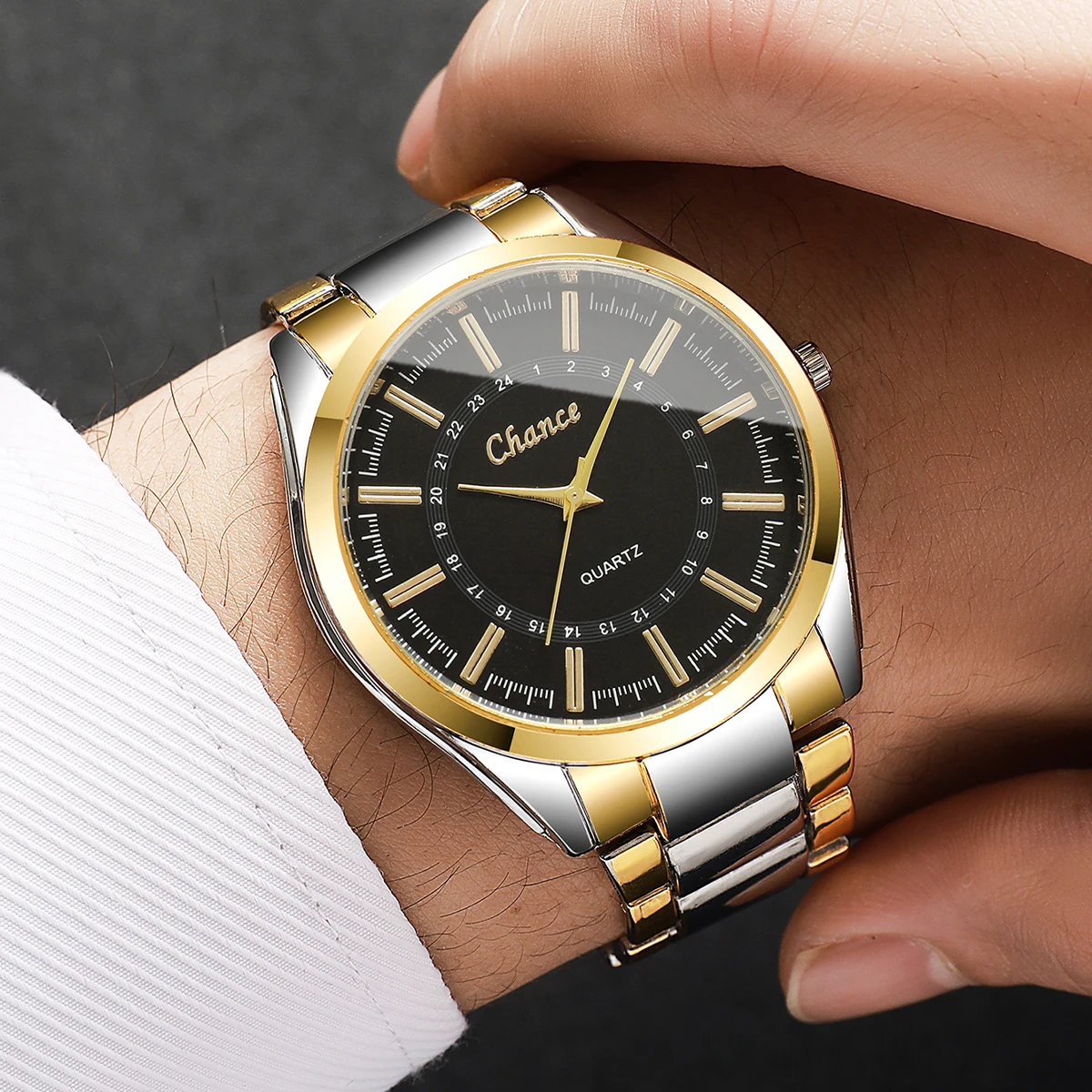 2pcs/set Couple Style Fashion Trendy Temperament Simple Digital Scale Dial Niche Casual Quartz Watch (Box Not Included)