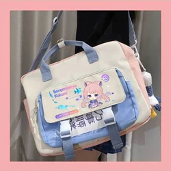 Game Impact Kamisato Ayaka Messenger Woman Backpack College Large Capacity Versatile Shoulder Student School Postman Tote Bag