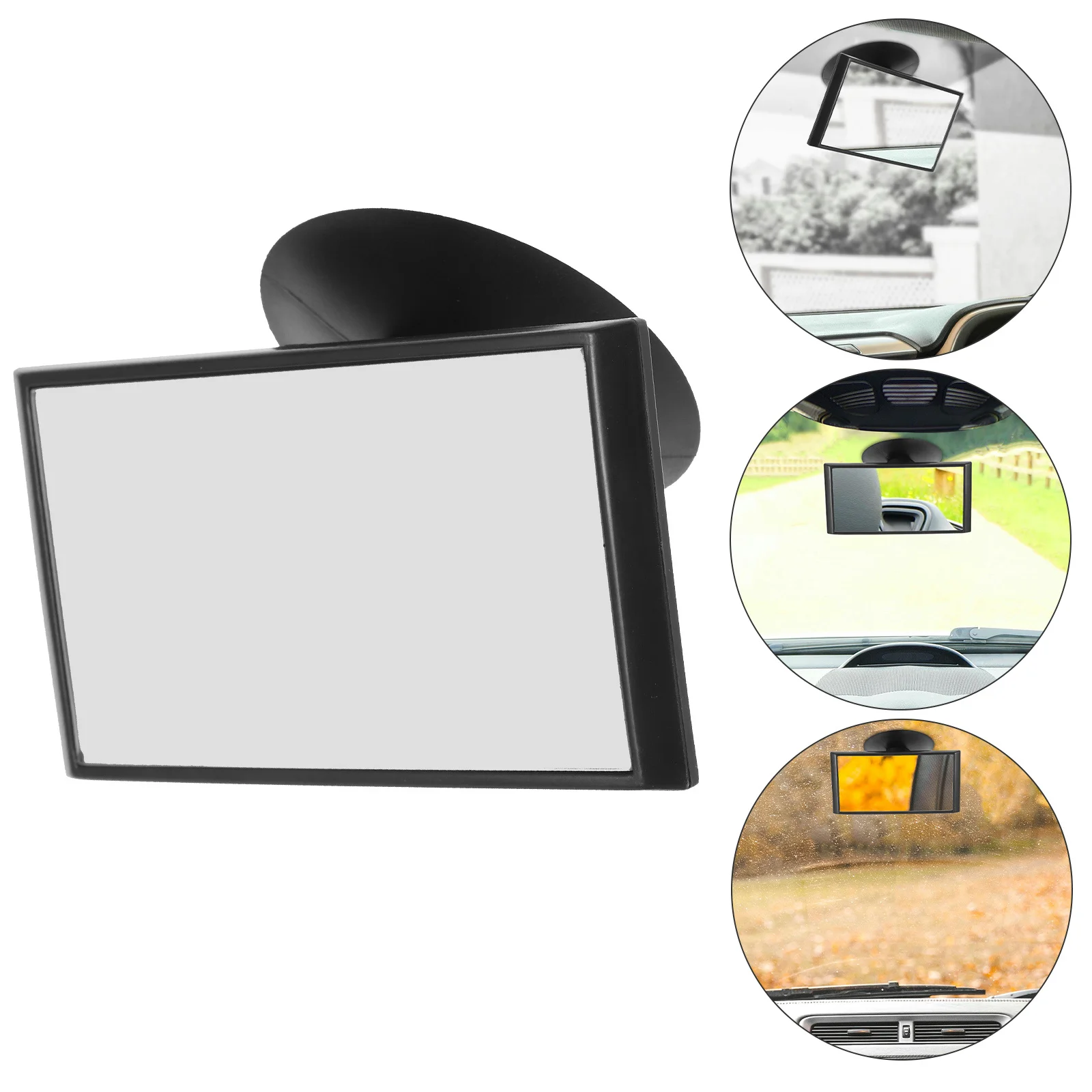 

Auto Interior Rearview Mirror Suction Cup Rotatable Adjustable Angle Durable ABS PP Glass Material Enhanced Driving Safety