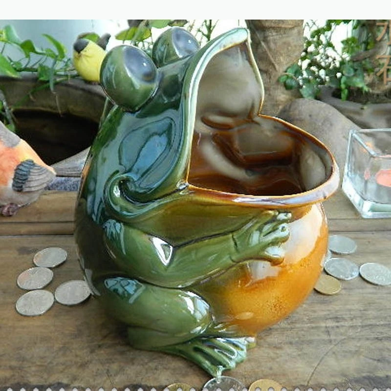 Ornements en céramique, artisanat, décorations de rangement en forme de grenouille, organisateur de bureau, boîte de rangement, sculptures d'animaux, statues, figurines, accessoires