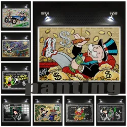 Graffiti Monopoly Man Posters And Prints Money Canvas Painting On Home Decor Abstract Street Art Wall Picture For Living Room