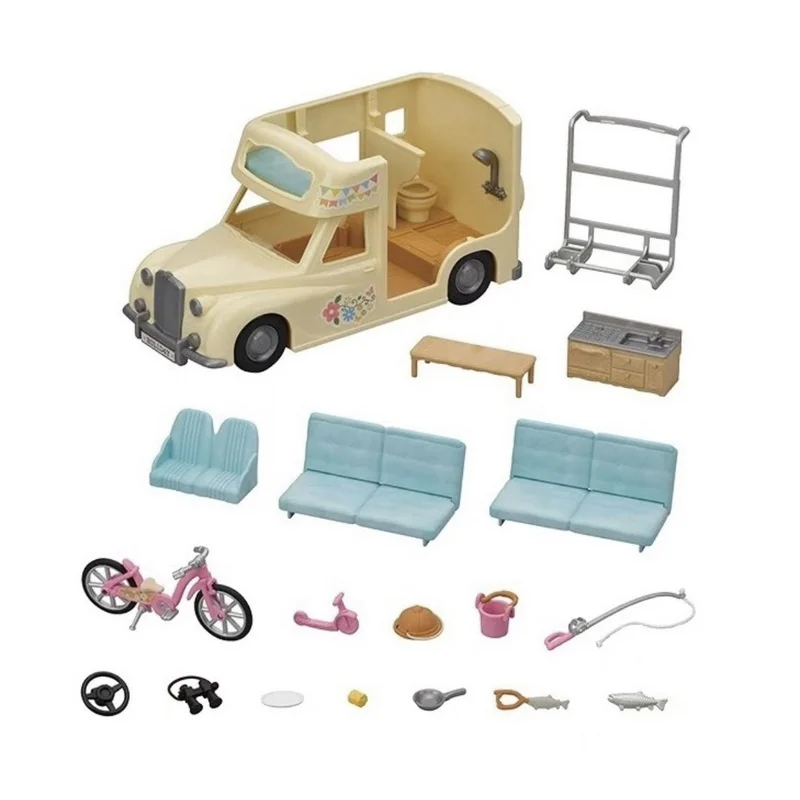 إكسسوارات عائلات سيلفانيان كاليكو كريترز ألعاب أطفال بناتي نموذج سيارة مصغر دمية أرنب ألعاب تخييم عائلية للأطفال