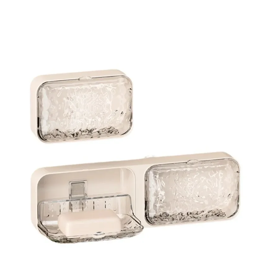 Bathroom Soap Holder Free-Punching Wall Mounted Soap Sponge Holder Organizer Double Drainage Soap Dish Bathroom Accessories