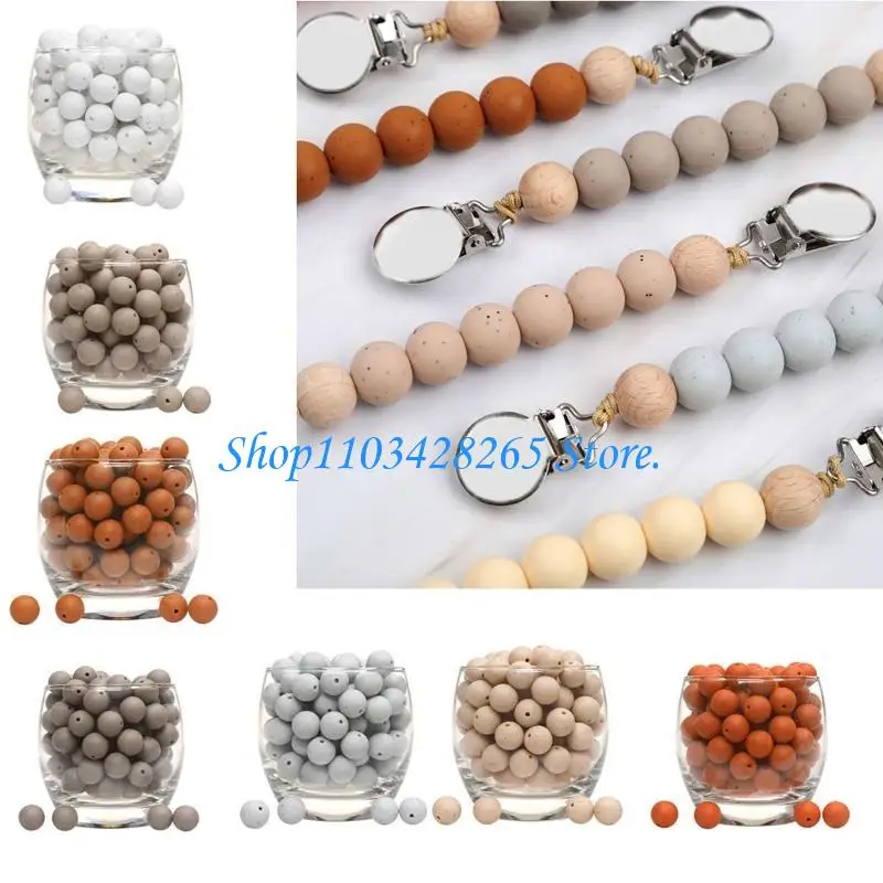 

5pcs 15mm Baby Silicone Beads Loose Beads DIY Chew Charms Necklace Jewelry Making Baby Gift G2TE