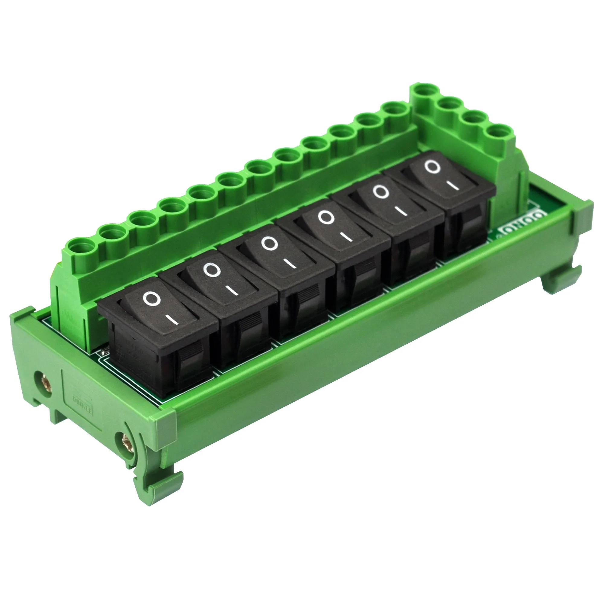 DIN Rail Mount 6 Channel Rocker Switch DC Power Distribution Strip Module