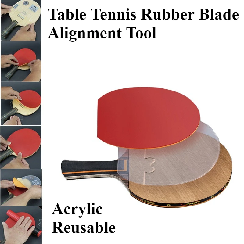 Acrylic Table Tennis Rubber Alignment Tool - Auxiliary Positioner for Ping Pong Bat Rubber Sheets , Precise Adhesive Application