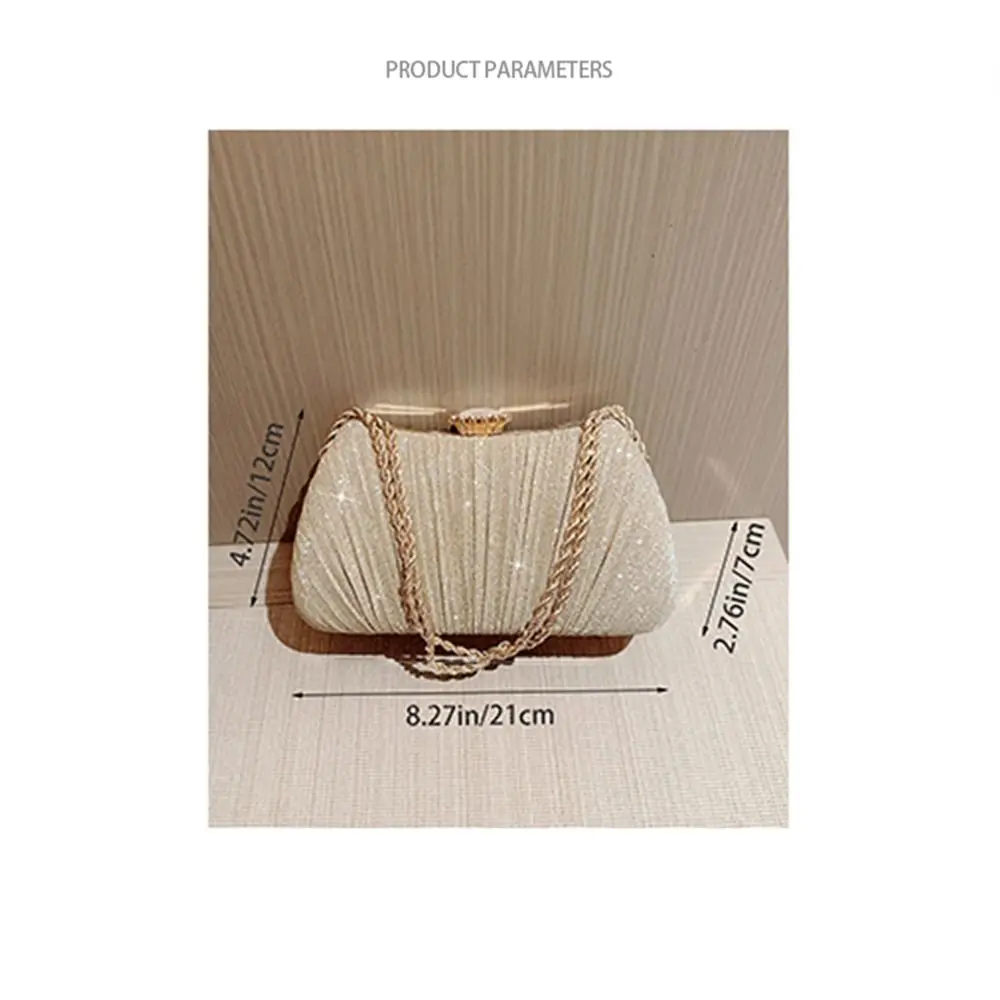 Women French Vintage Gold Evening Bag Fashion Banquet Clutch Chain Shoulder Bags Luxury Purse Female Wedding Party Handbags