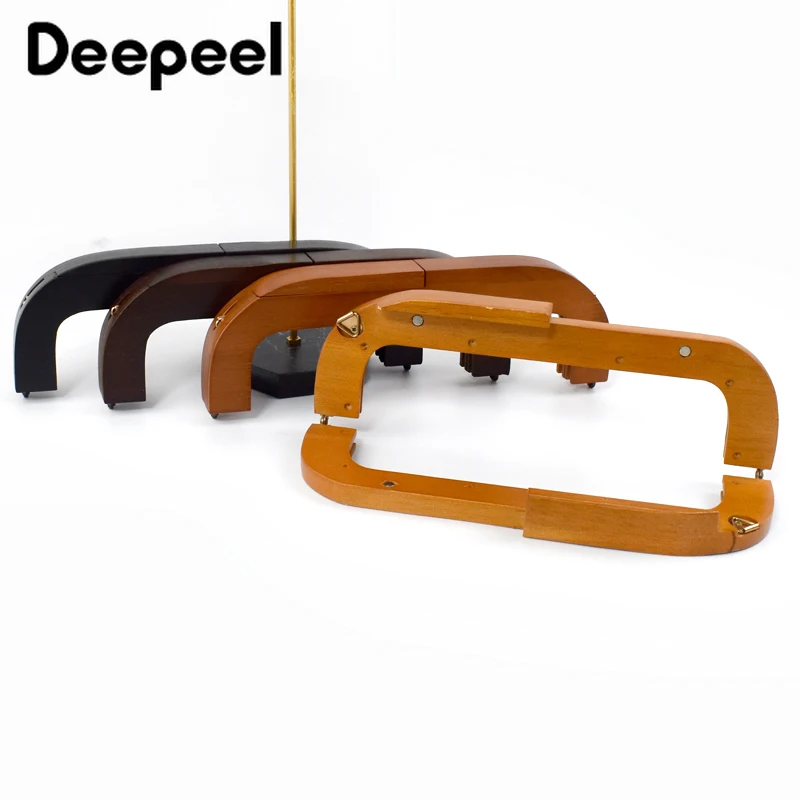 Deepeel 1pc 25cm Wooden Bag Frame Handles Kiss Lock Clutch Handbag Woven Bags Wallet Closure Brackets DIY Handle Accessories