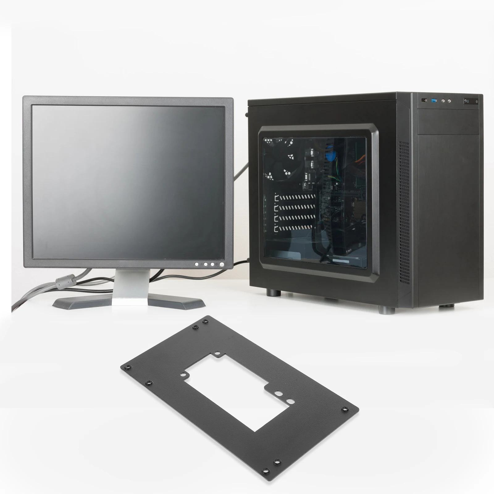 

Aluminum ATX to Bracket Black Anodized Brushed Power Supply Adapter Baffle Computer Case Mounting Converter Electrical