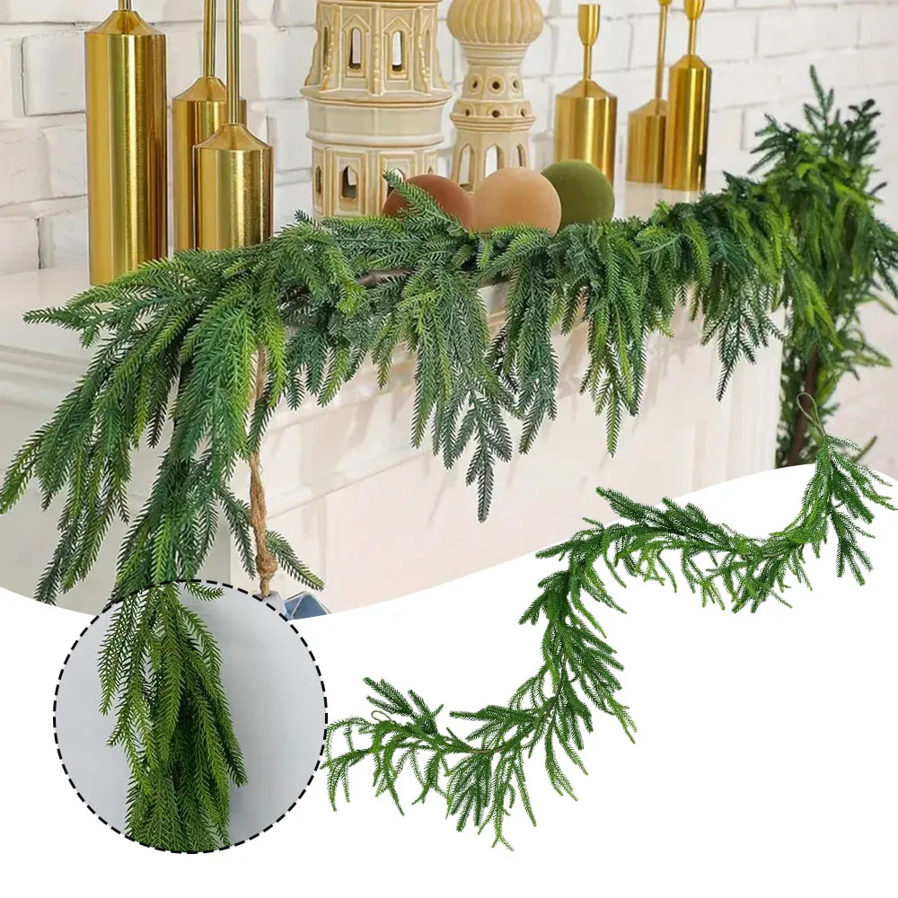 Christmas Soft Pines Cypress Rattan Reusable Ring Resin Soft Rubber Feel Pine Needle Christmas Rattan Pendant Songhua