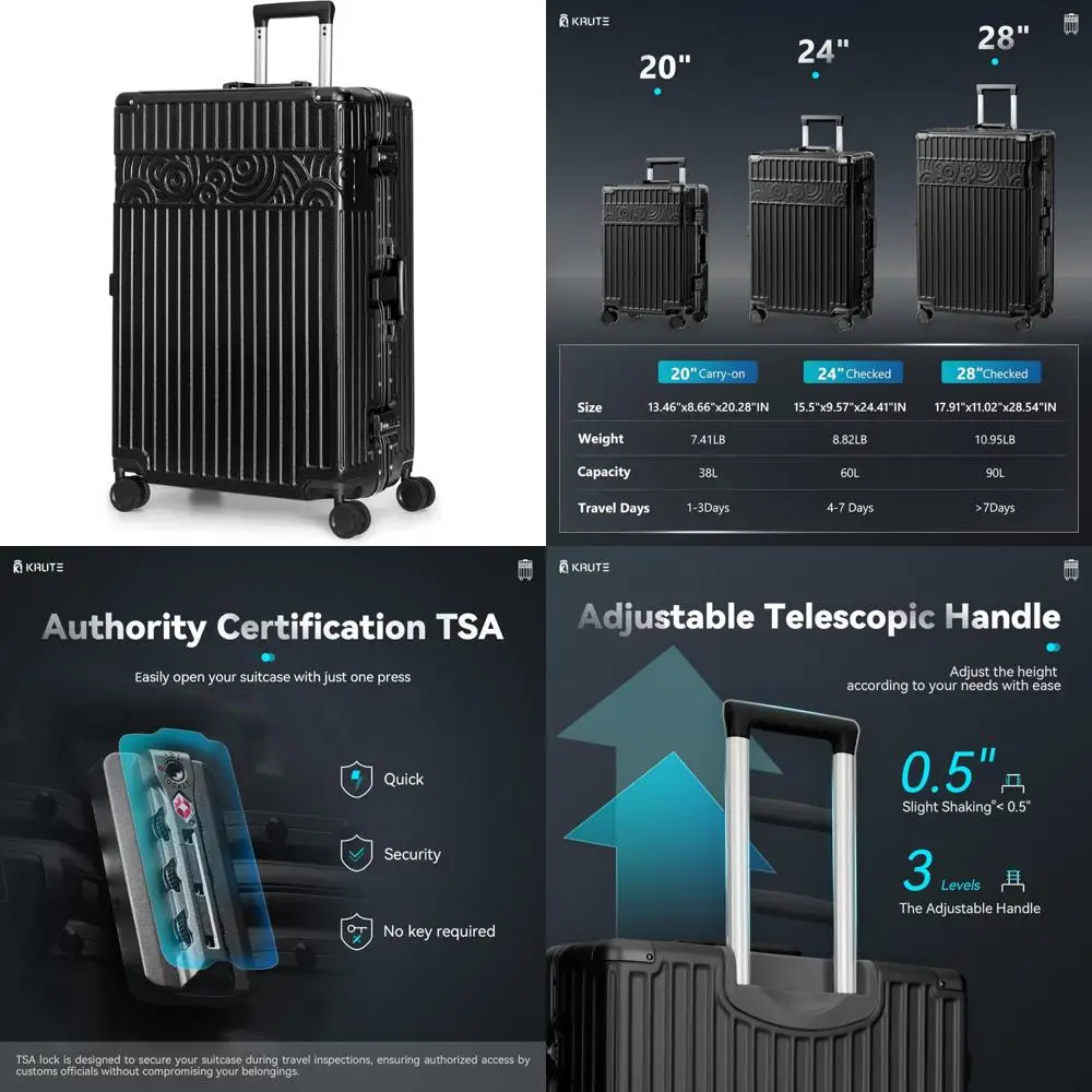 

28 Inch Spinner Luggage - Hardside PC+ABS Suitcase, Zipperless Design for Travel, Checked Luggage with Durable Construction