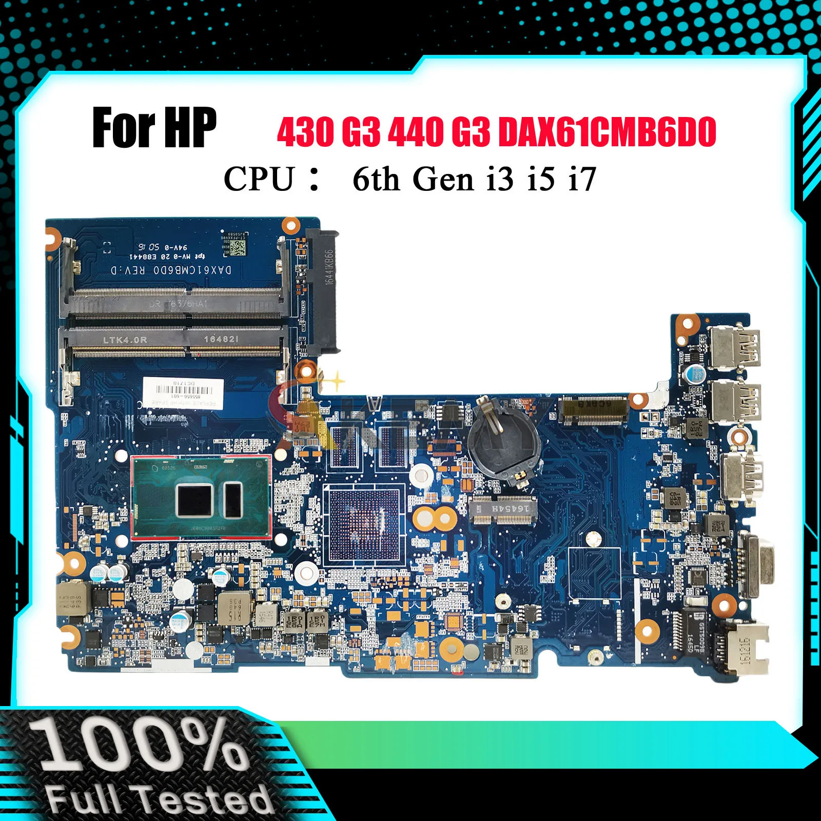 

DAX61CMB6D0 Материнская плата для ноутбука HP ProBook 430 440 G3 с процессором i3 i5 i7 DDR4 855658-601 855656-601 100% полностью протестирована
