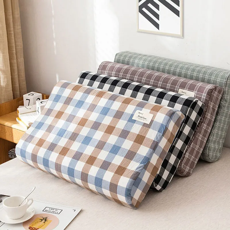 Latex Pillow Cases Strip Plaid Soft Memory Foam Pillowcases Neck Memory Cushion Cover 40*60cm/30*50cm Orthopedic Neck Healthcare