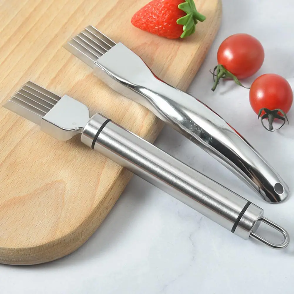 Stainless Steel Onion Cutter Vegetable Slicer Multi-Blade Cutter Safety Protective Cover Kitchen Tool Onion Filament Cutter
