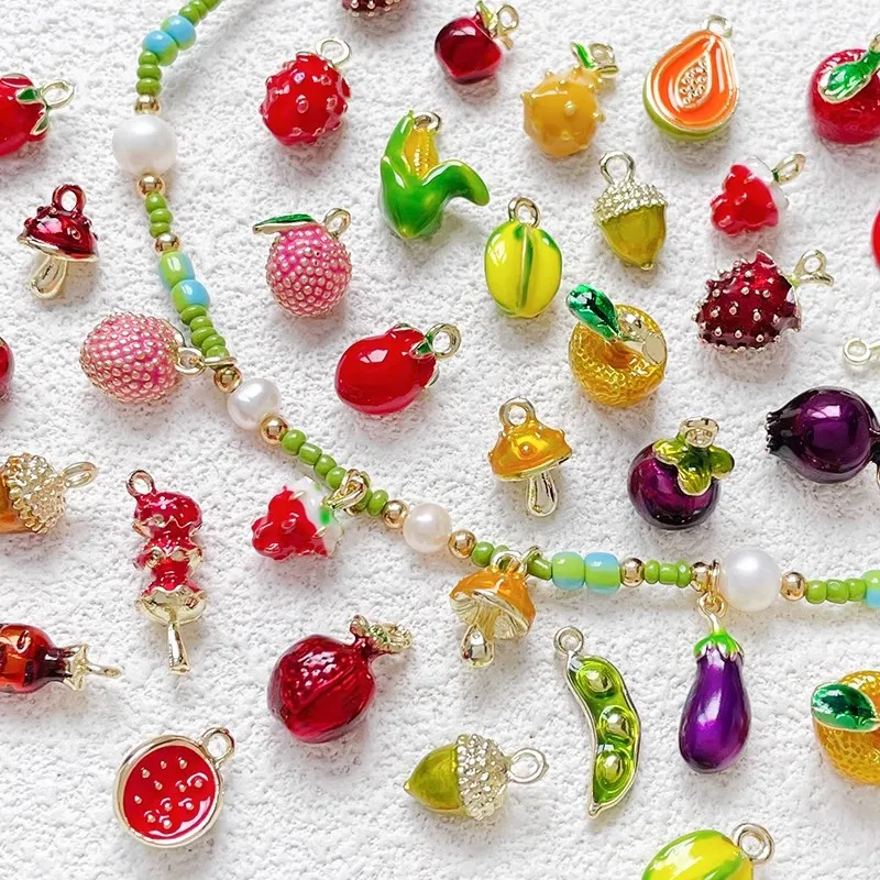 Diy jewerly accessory 20pcs/lot Pepper/Strawberries/watermelon/apple shape alloy earring/necklace charms pendant