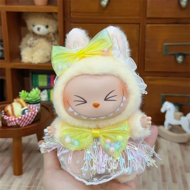 

15/17cm Labubu Doll Replacement Clothes Yellow Pink Princess For Ropa All 17cm Plush Doll Labubu Accessories