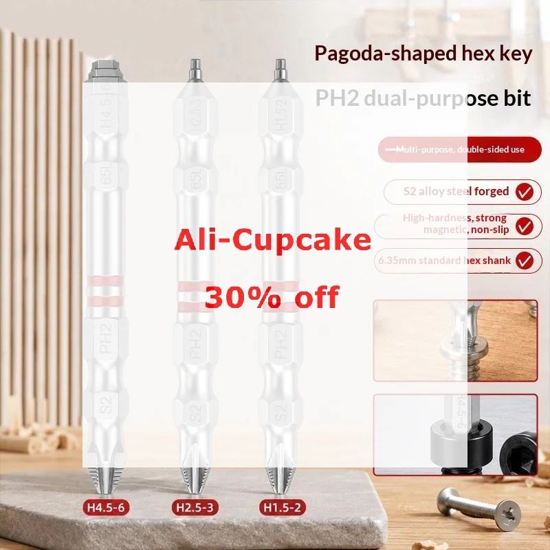 Double Ended Pagoda Screwdriver Bit PH2 Hex Shank S2 Alloy Steel High Hardness Magnetic Driver Bit For Home Repair DIY Works