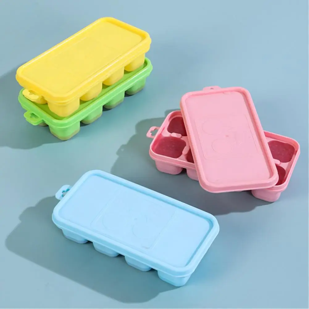 Ice Tray Mold with Lid Stackable Ice Cube Trays for Freezer One-Click Release Sealed Ice Cube Maker for Home Use