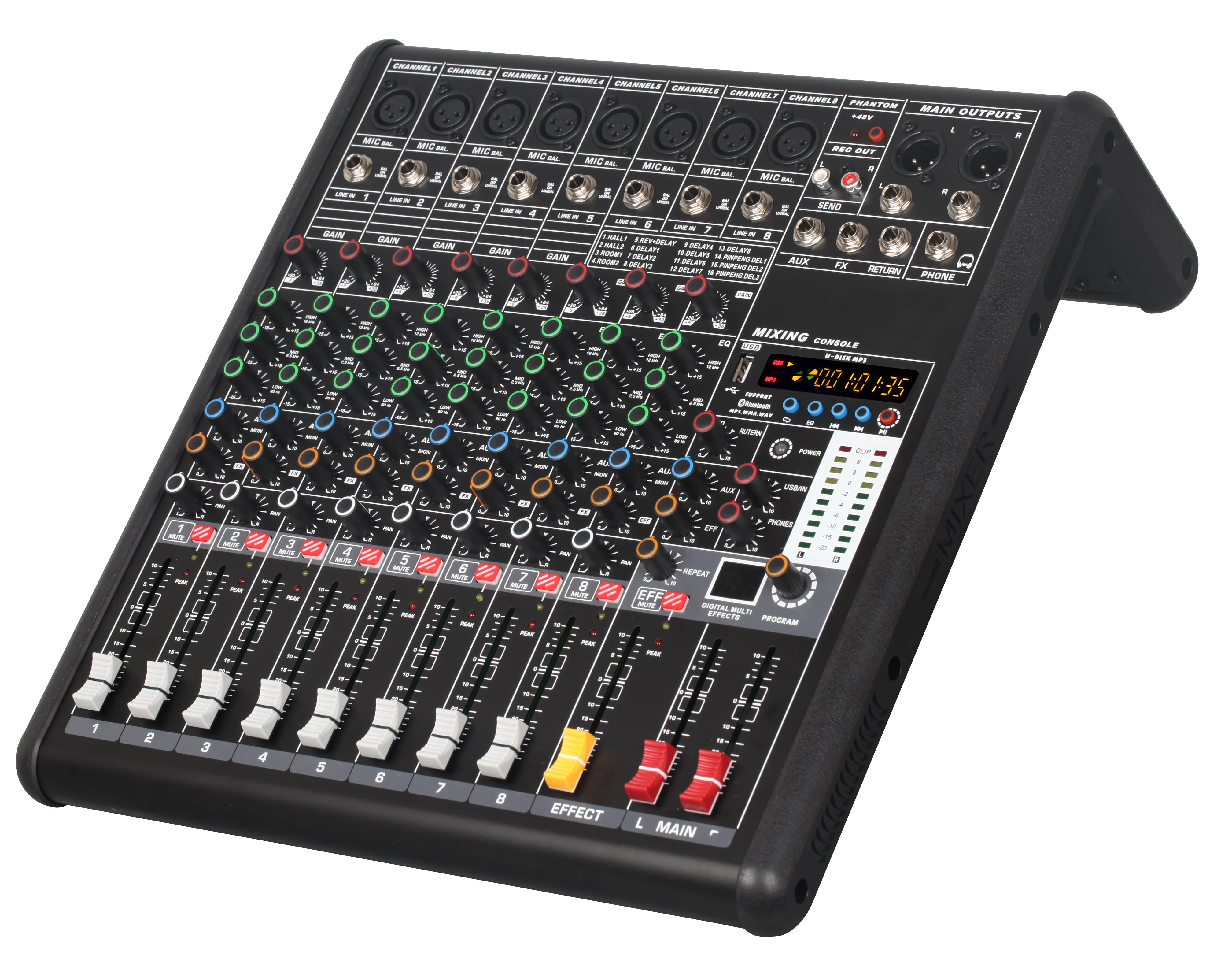 8 Channel  high quality mixing console professional digital audio