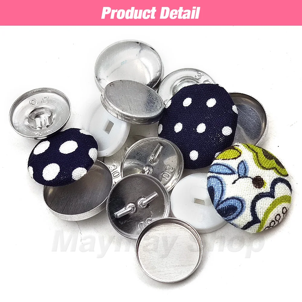 100 Sets #16-60 Covered Button Fabric buttons Round Bread Shape Fabric Cloth Cover Buttons For DIY Handmade Fabric Accessories