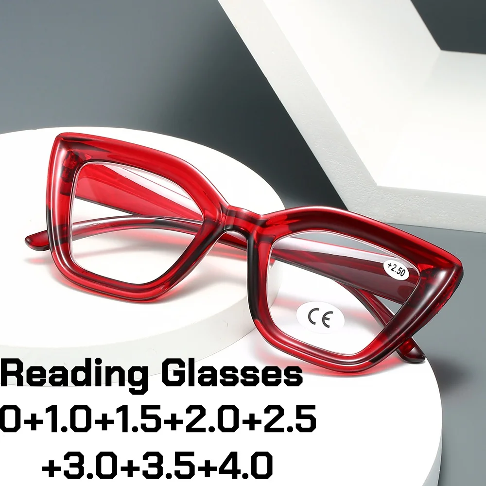 

Fashion Butterfly Shape Frame Reading Glasses Women Stylish Cat Eye Anti Blue Light Presbyopia Eyeglasses Large Frame Eyewear