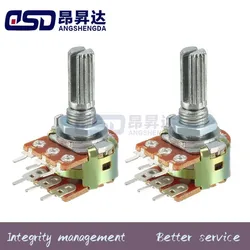 10PCS WH148 6pin Dual-gang Potentiometer B1K 2K5K10K20K 50K 100K 500K Shaft Length 20MM