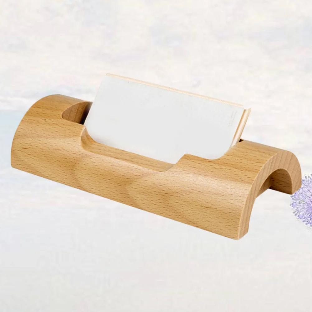 

Natural Beech Wooden Business Card Holder Desktop Box Office Organizer Table Storage Pen Holder Multi-Function Office Supplies