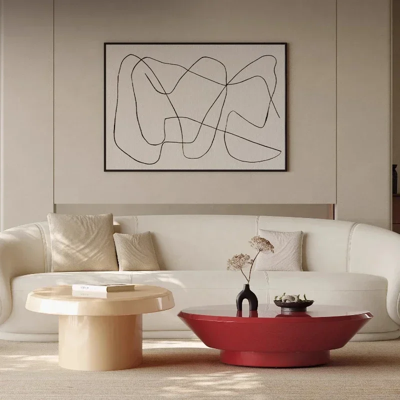 Minimal high-gloss paint coffee table combination