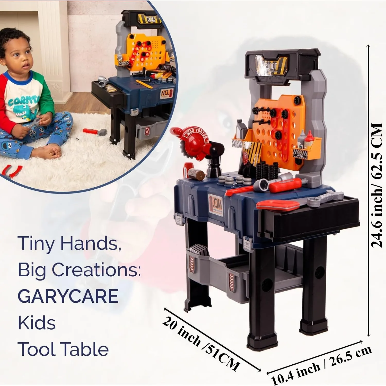 65PCS Kids Tool Bench Set Pretend Play Construction Workbench Toys for Toddlers Transformable Workshop Playset for Boys Girls