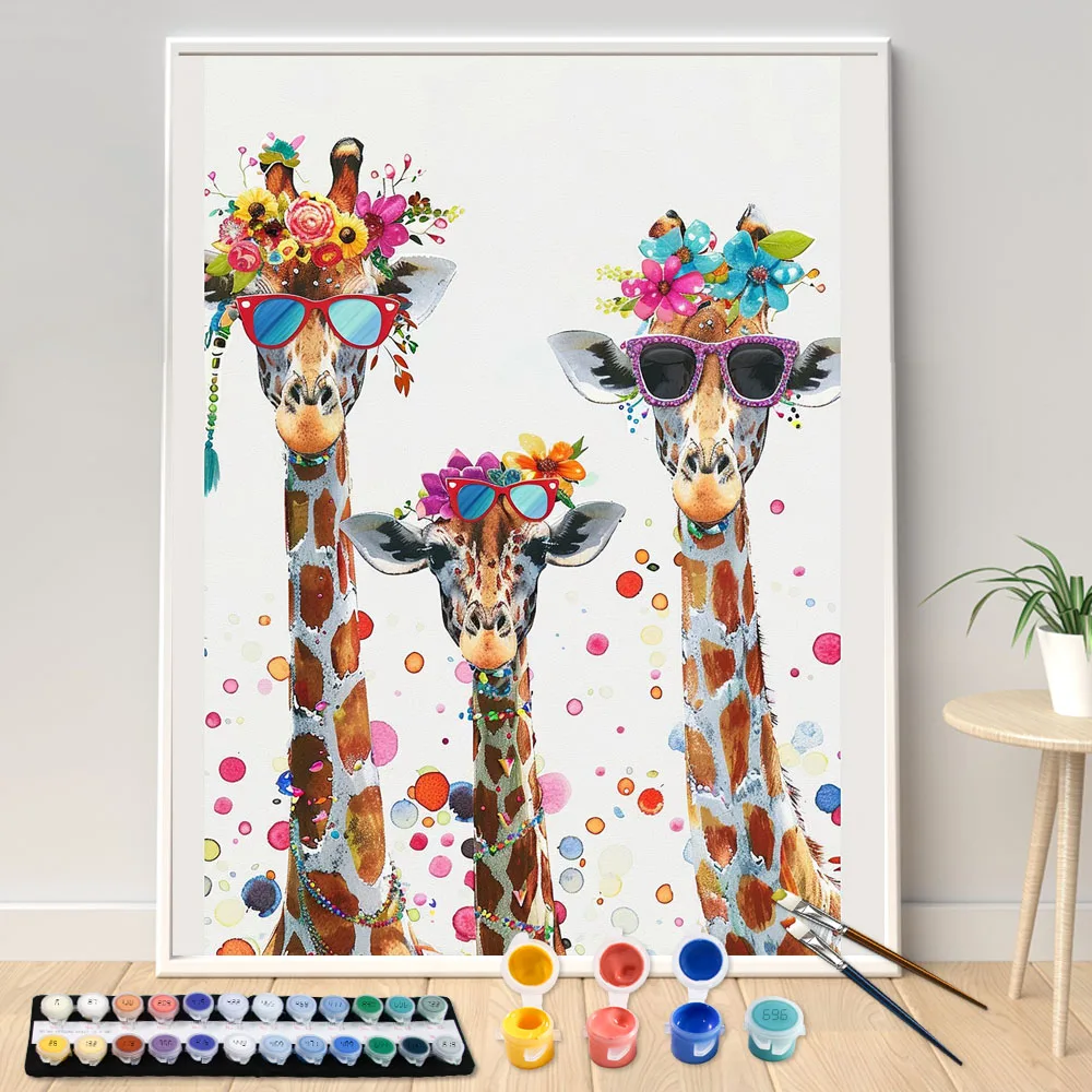 

Painting By Numbers 40x50cm Kits The family of giraffes Picture By Numbers For Home Decors Handpainted Diy Gift