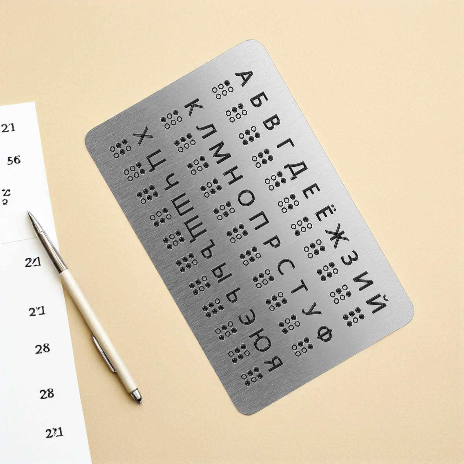 

Montessori Educational Tool Blind Russian Alphabet Practice Raised Dots Portable Braille Alphabet Chart