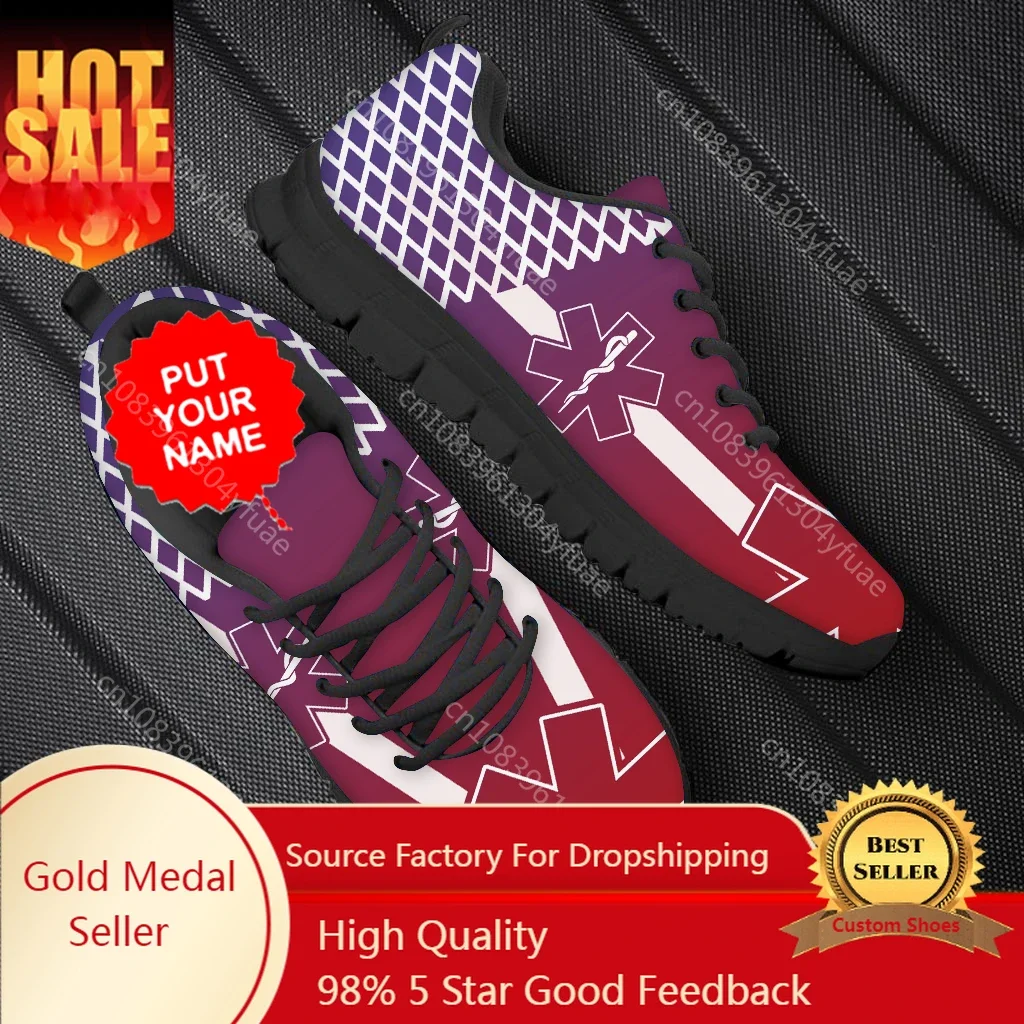 

Paramedic EMT EMS Print uomo scarpe da allattamento Casual scarpe basse stringate maschili personalizza nome/Logo Mesh Sneakers