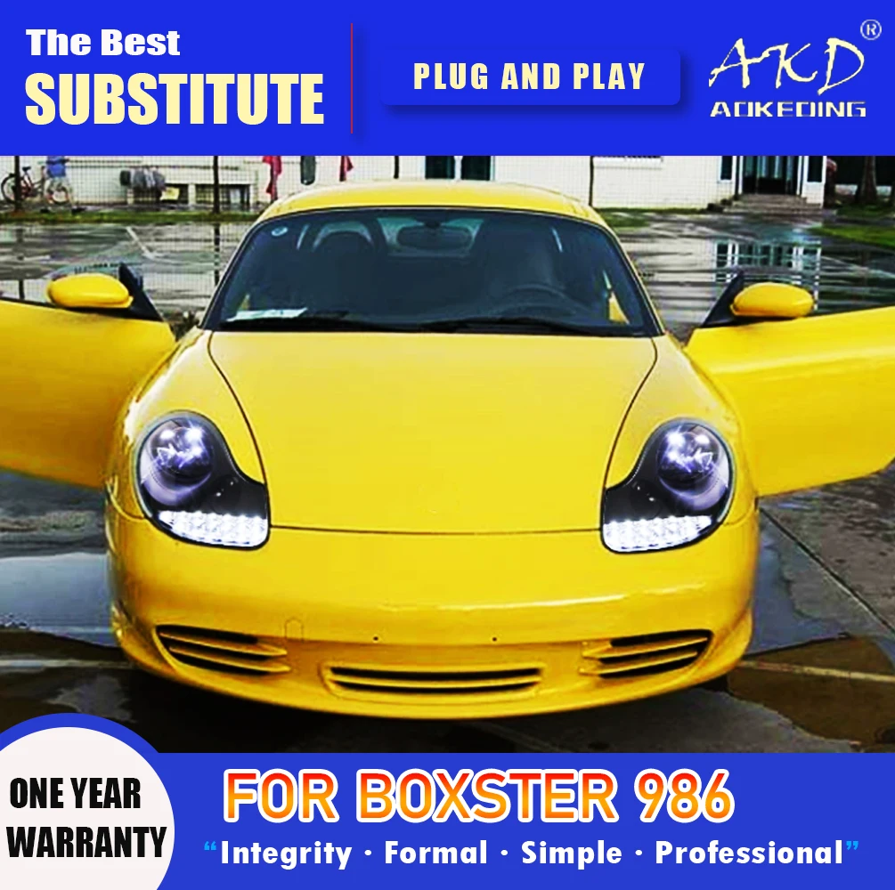 

AKD Head Lamp for Porsche boxster 986 LED Headlight 1997-2004 Headlights 986 DRL Turn Signal High Beam Angel Eye Projector Lens