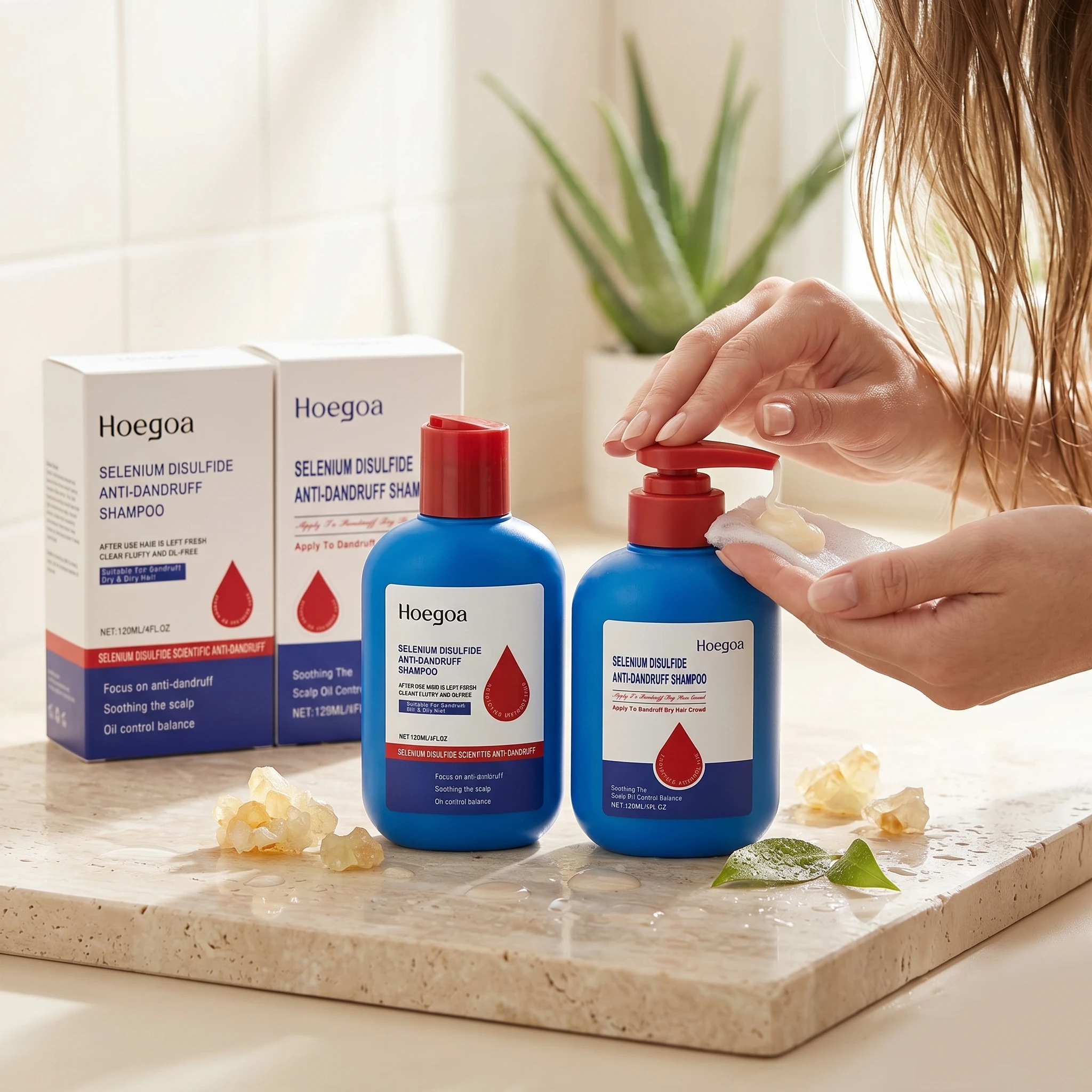 Champú con Disulfuro de Selenio para el Cabello, Control de Grasa, Limpieza Profunda del Cuero Cabelludo, Refrescante, Anticaspa, Suavizante y Voluminizador