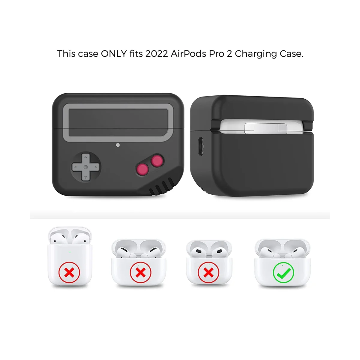 Housses de protection en silicone, conception de machine de jeu Skin, prise en charge de la charge sans fil, 2 étuis noirs