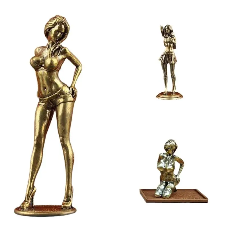 Feminine Statue Alloy Finish Exquisite Handcraft Retro Aesthetic Art Decor for Home Office Living Room Shelf Display