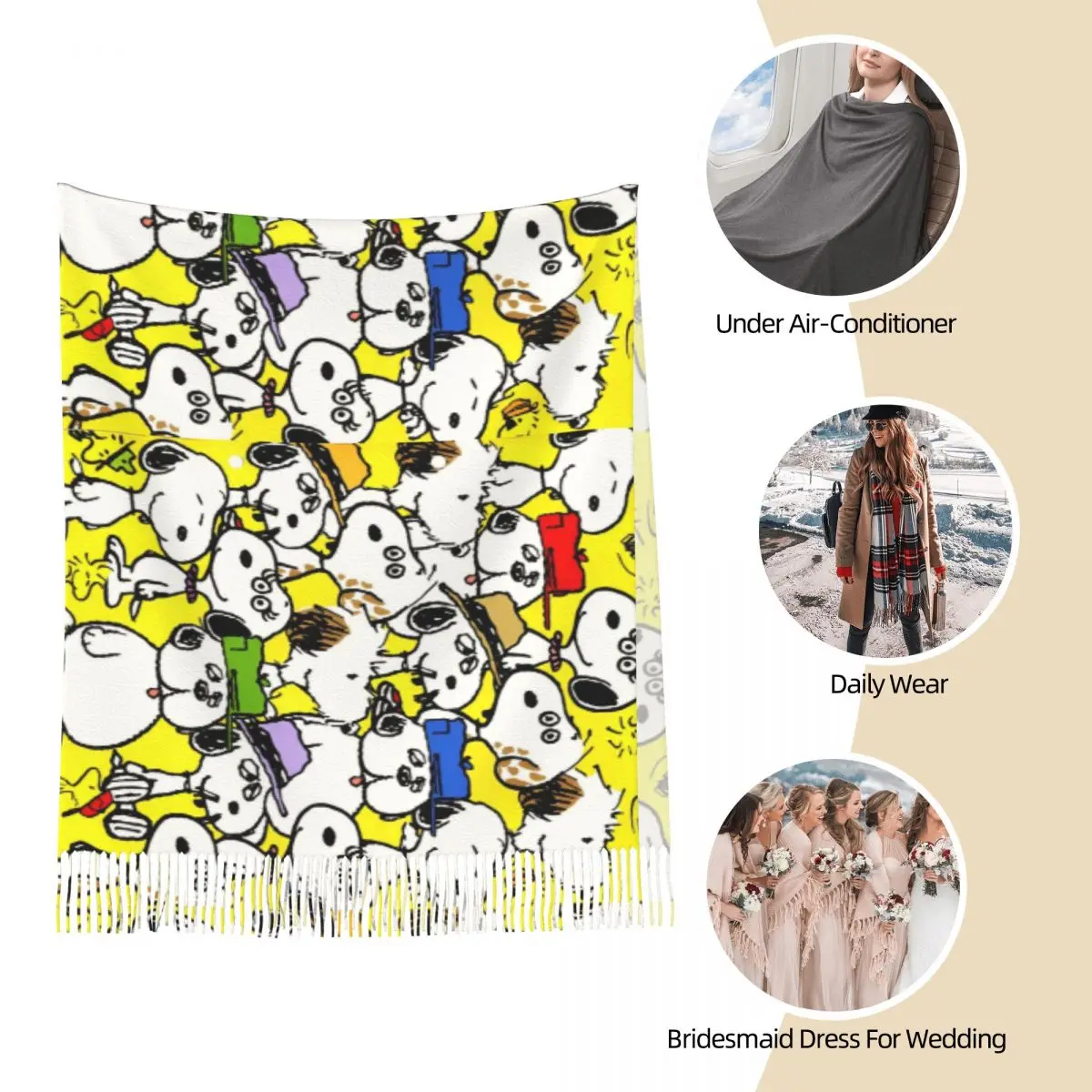 Bonito snoopy dos desenhos animados cachecol quente outono snoopy amendoim xale envoltório novo design foulard das mulheres popular headwear cachecóis