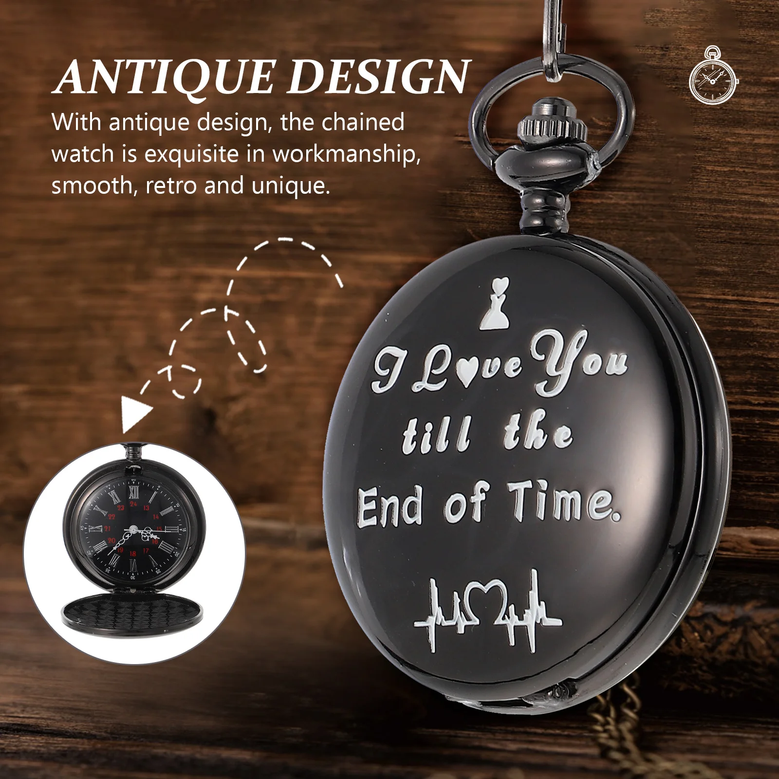 

Retro Pocket Watch for Men Pendant Hanging Design Precise Timekeeping Durable Material Decorative Accessory