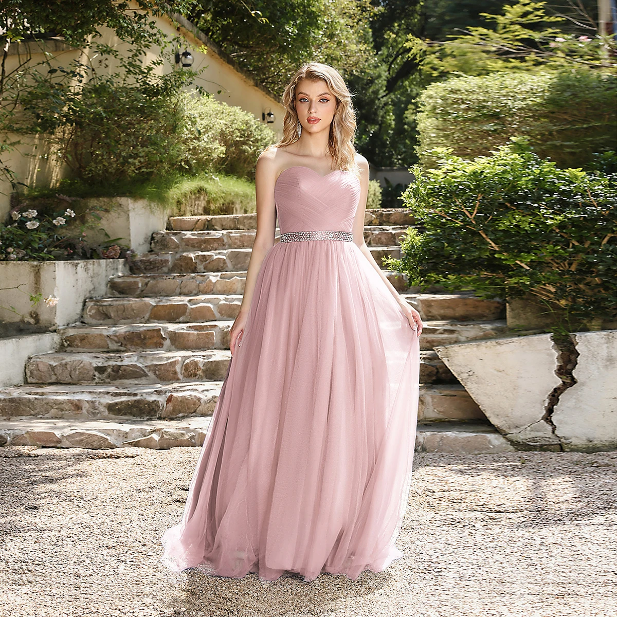 BABYONLINE Sexy escote corazón sin tirantes con cordones sin espalda tubo Top vestido de noche vestidos de novia una línea imperio tren vestidos