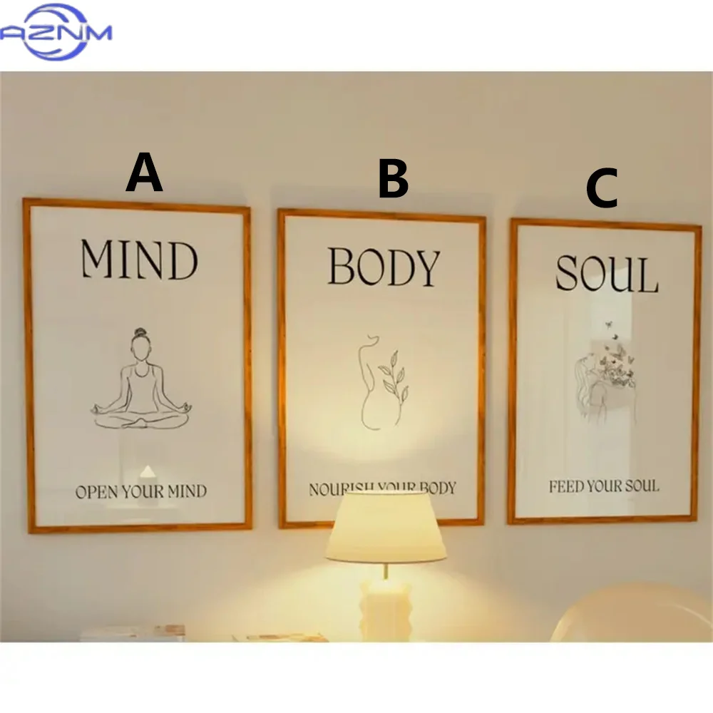 3pcs Unframed Canvas Artwork Poster Featuring Mind, Body, and Soul Themes, Perfect Print for Your Living Room, Bedroom, or Hom