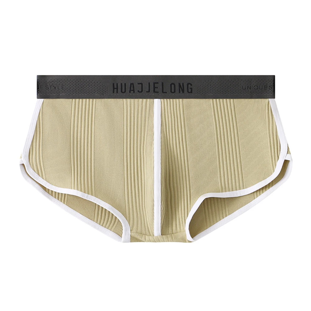 Para conforto diário para esportes preto masculino boxer briefs listrado boxer briefs material macio u convexo codpiece novo